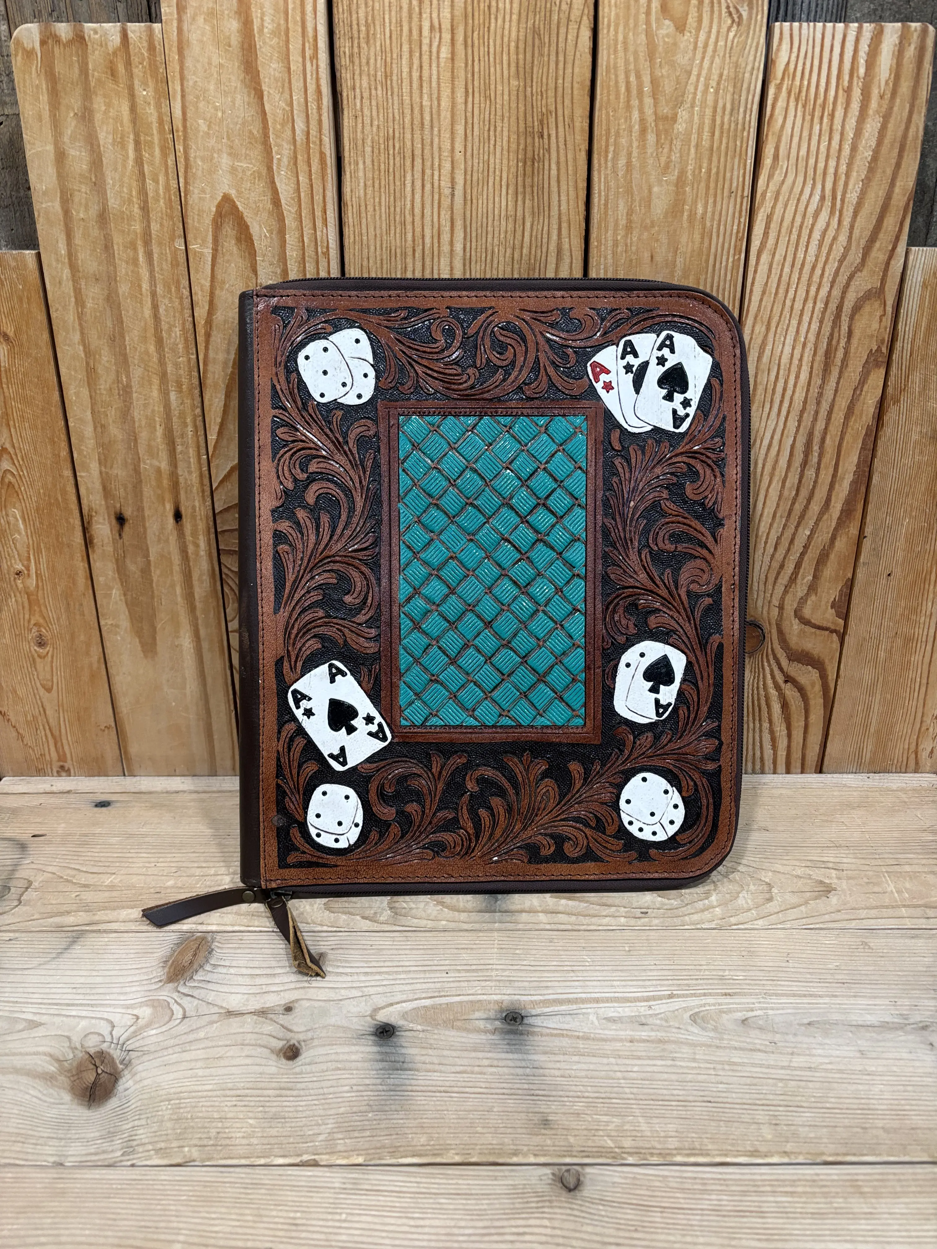 Aces / Poker Tooled Leather WORK Portfolio!