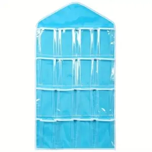 16 Pocket Hanging Sock & Underwear Organizer, Non-Waterproof Low Allergy Plastic Storage Solution, Ideal for Small Spaces