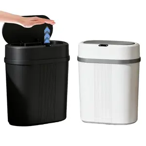 Smart Trash Can 3.43 Gallon Narrow Design, 0.3s Response Time, Hand Wave Open, Quiet Close, Odor Proof, 2 Aa Batteries Included