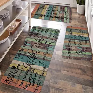 2/3pcs retro kitchen anti slip carpet floor mat set, retro floor printed kitchen anti fatigue floor mat, flannel kitchen floor mat, suitable for kitchen, bathroom, living room, Farmhouse Kitchen Rug, Washable kitchen rugs