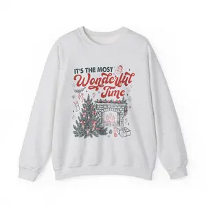 It's the Most Wonderful Time Christmas sweatshirt | Fireplace, Tree, Holiday Cozy