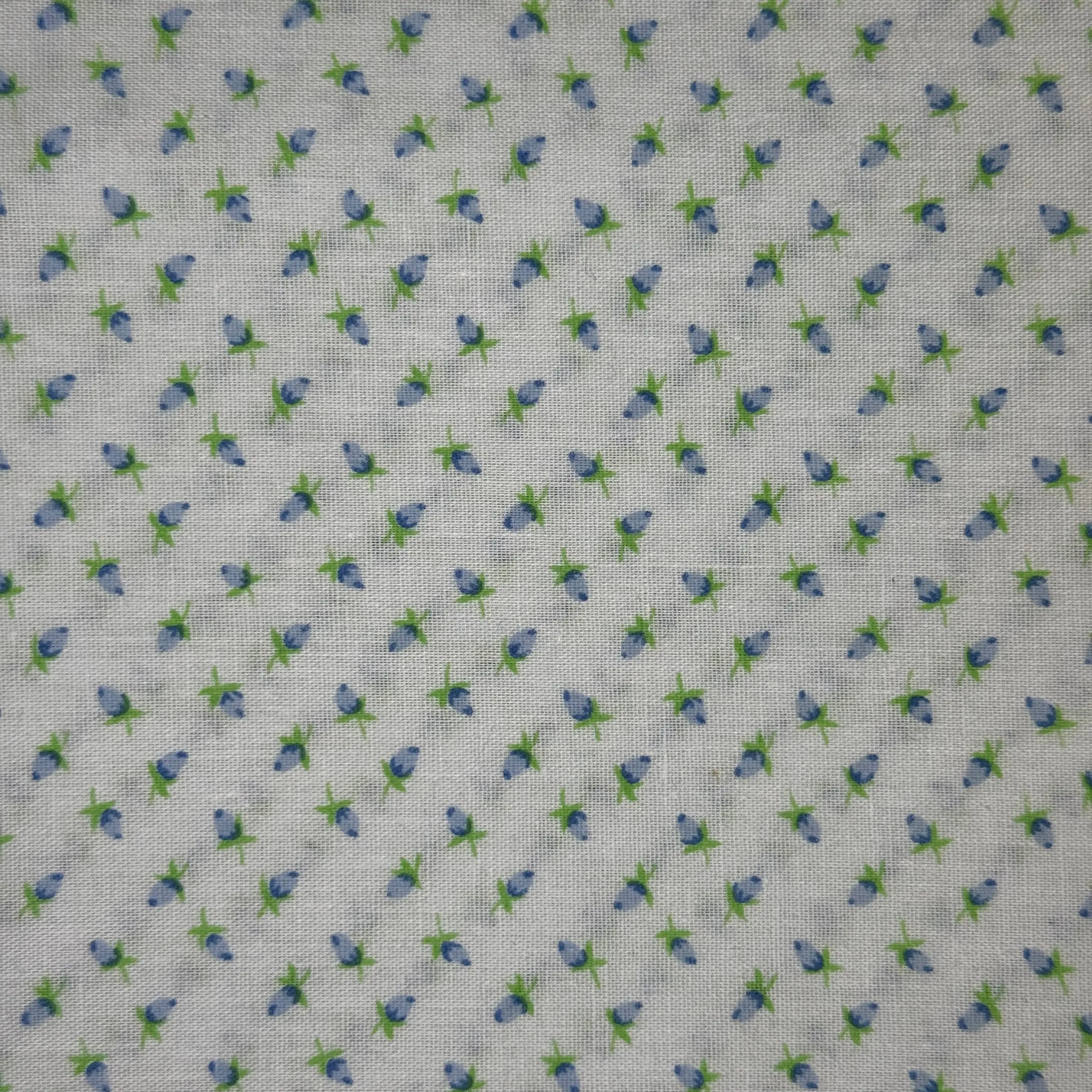Vintage Fabric - Blue Tulips (poly cotton blend)