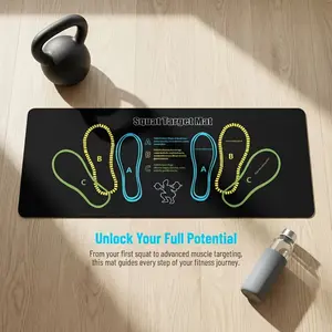 Fitness Mat with Foot Positioning Marks, Workout Accessories, Home Workout Mat with Markings for the Glutes, Quadriceps, Non-slip Training Mat Suitable for Squats, Lunges, a Non-slip Yoga Mat Alternative for Lower Body Workouts