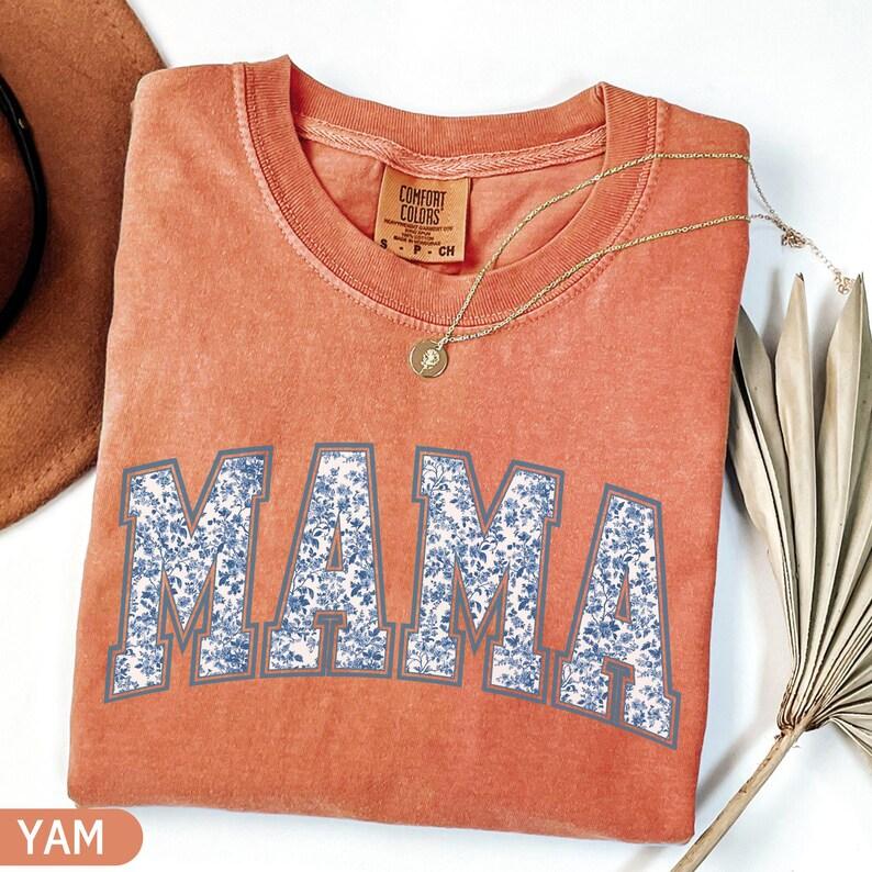 Comfort Colors Mama T-Shirt, Toile Floral Mama TShirt, Pregnancy Announcement Boy, Mom Life Tee, Cute Mom Mothers Day Gift, New Mom TShirt