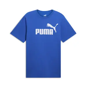 PUMA Mens Essentials Logo Crew Neck Short Sleeve Casual Tops Casual - Blue
