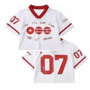Kpop V-neck Crop Jersey, Custom Jersey Inspired World Tour 2026 Merch Crop Tops For Army, Bangtan Comeback 2026
