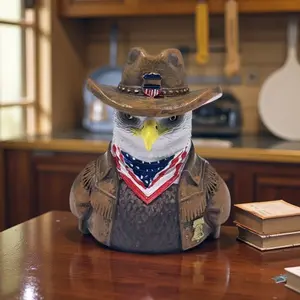 American Eagle Cowboy Figurine, Western Home Decor Collection, Statue Ornament, Resin Animal Sculptures, Rustic Style, Perfect for Living Room & Office