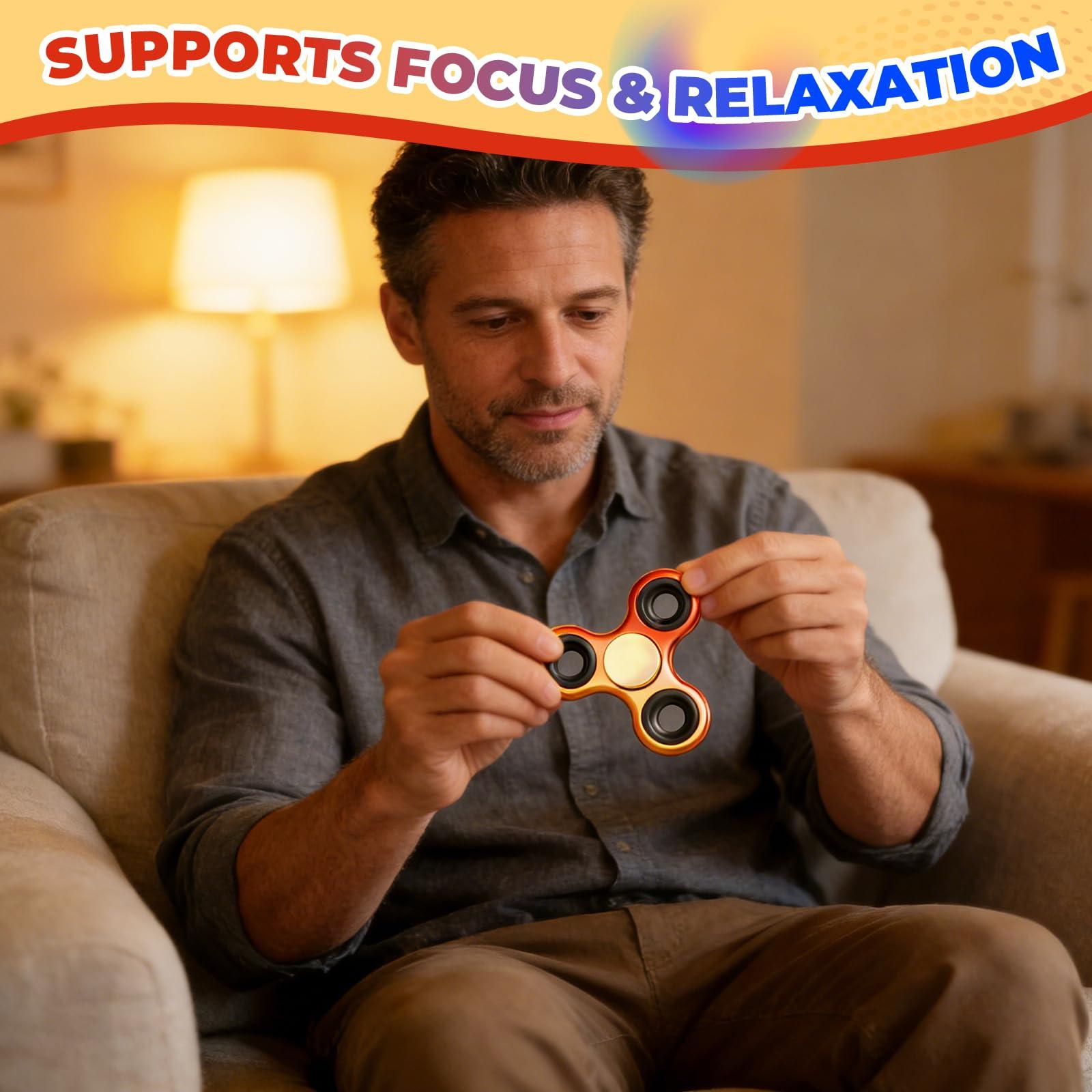 Fidget Spinner 2 Pack, Easter Basket Stuffers - Fidget Toys Adults Metal Fidgets Spinners for Kids for Autism ADHD Anxiety Gift for Teens Boys