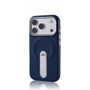 Luxury Rotation KickStand Business PU Leather Case For iPhone 17 Pro Max 16 15 14 13 For MagSafe Magnetic Matte Shockproof Cover
