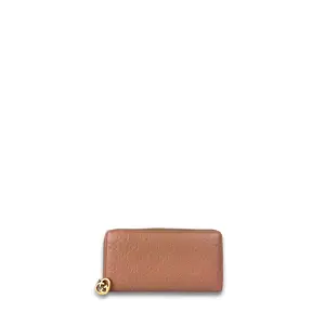 Pre-owned GUCCI Leather Small Leather Goods Beige Guccissima Zipper Wallet