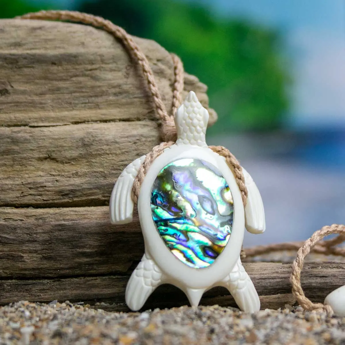 Abalone Sea Turtle Necklace - Hand Carved