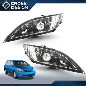 CROSSDESIGN Front Bumper Fog Light & Driving Light Pair with Bulbs, Compatible with 2006-2010 Toyota Sienna, Driving Lights