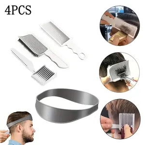 4PCS Professional Men's Haircut Kit| Silicone Fade Guide & Barber Combs Set| Precision Neckline & Hairline Template| DIY Home Grooming Tools| Perfect Gift for Men
