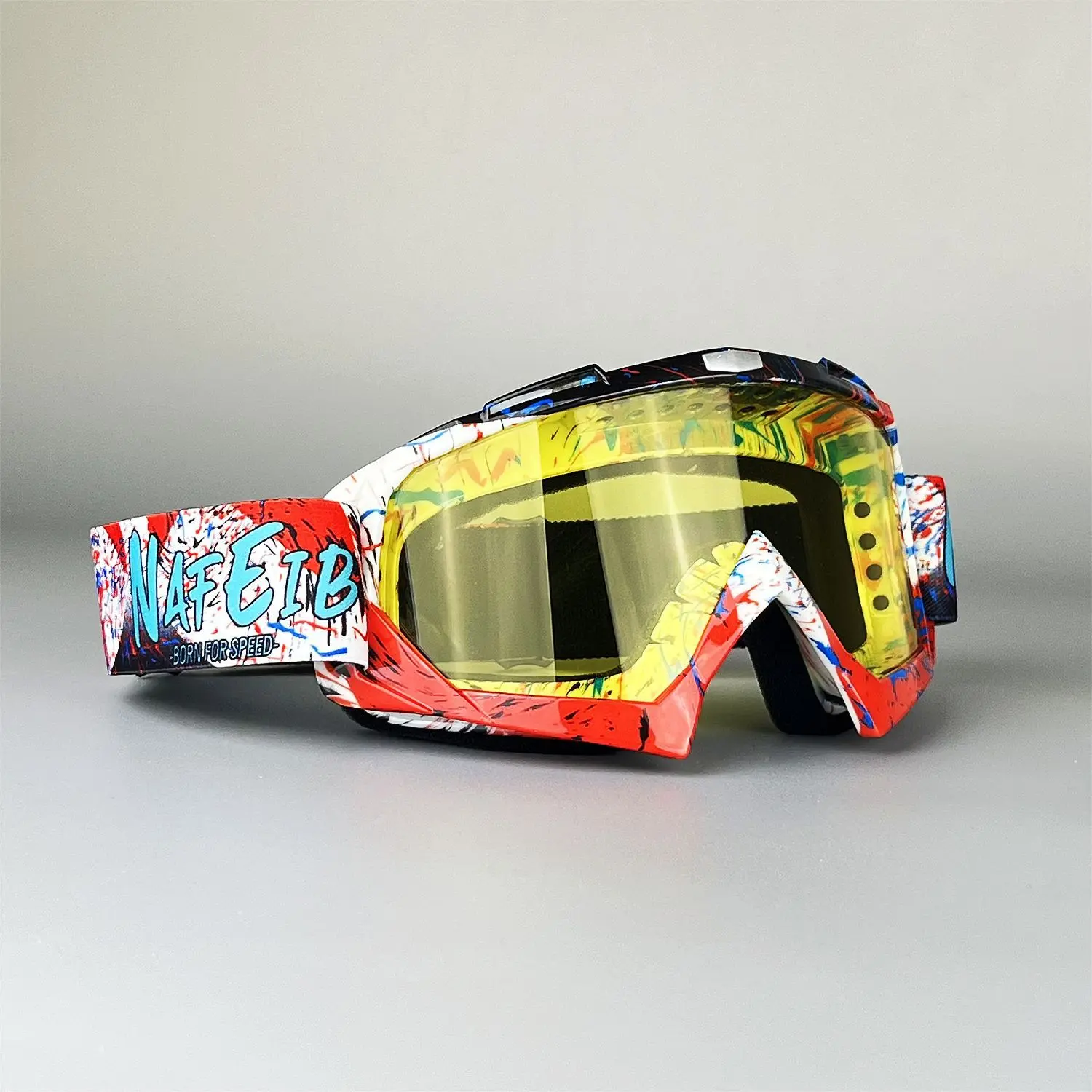 Red frame-yellow lenses