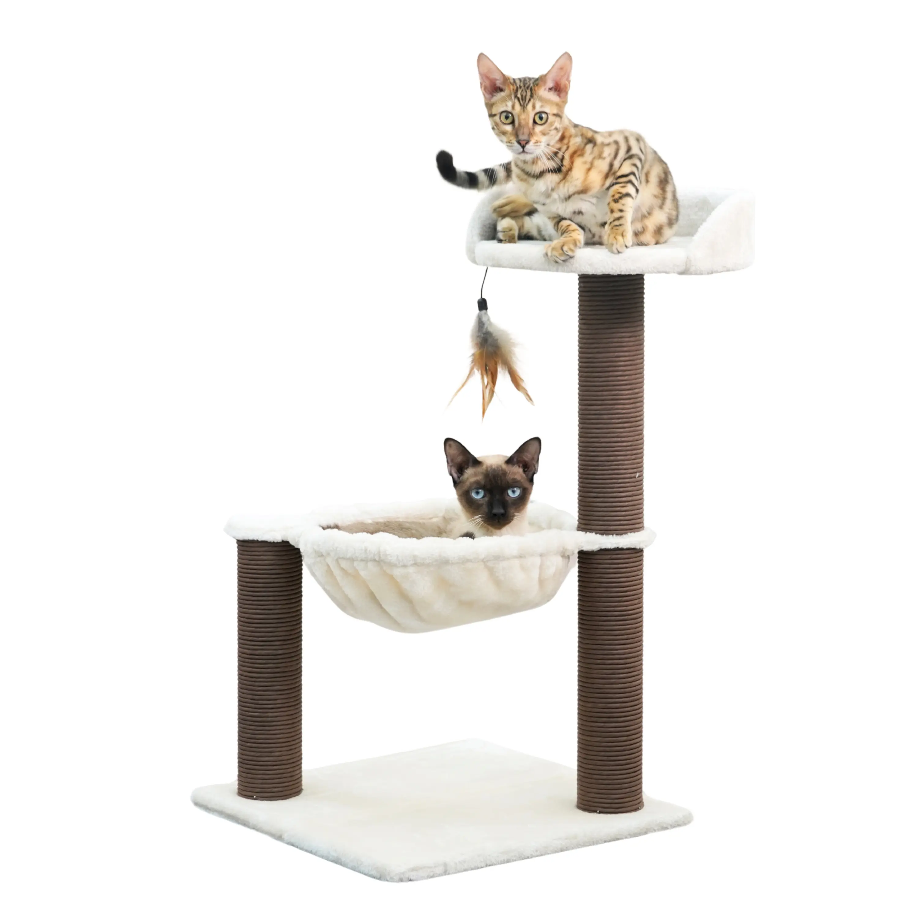 Catry Nirvana 3-Level 23" Kitten Tree with Plush Perch, Soft Hammock, and Replaceable Paper Rope Scratching Posts, Minimalist Cat Furniture for Small Cats