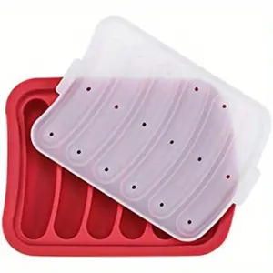 1/2 piece Silicone Hot Dog Mold with Brush - Non-stick Sausage Maker, suitable for homemade hot dogs, candies, chocolates and bread. Food-grade bread pan, for parties, barbecues, Christmas, Easter. Easy to demold and reusable