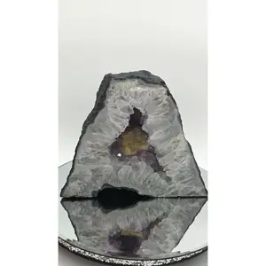 Amethyst Cathedral with Calcite - Brazilian Amethyst Geode - 11.22 lbs - 7.5 x 8.5in
