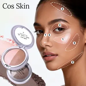 2-in-1 Contour & Highlight Palette with Matte & Pearlescent Shades, Face Contouring Powder for Defined Cheekbones, Luminous Finish, Seamless Blending, All-Day Wear, Perfect Christmas Gift