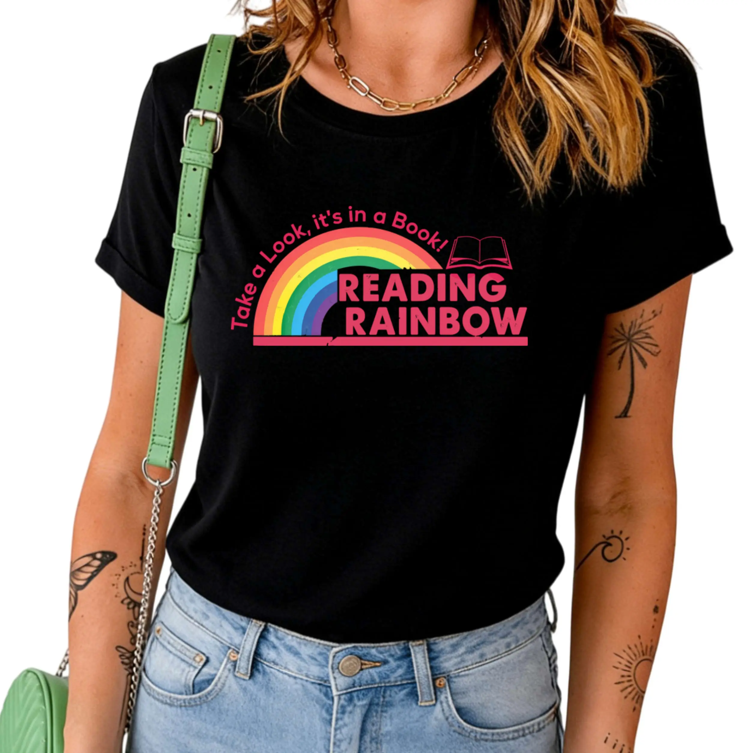 Retro Take a Look It's in a Book TShirt, Reading Rainbow TShirt, Book Lover Tee, Funny Bookish Tee, Librarian Tee, Book Club TShirt Breathable Casual