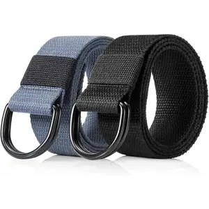 Canvas Web Belt for Men Women, Casual Double D Ring Belt 1 1/2" Wide