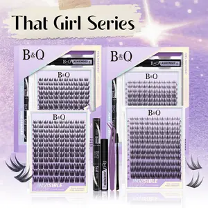 That Girl Series l B&Q NEW Trending Itgirl & Socialite Lash Cluster,Natural Spiky C Curl for DIY Eyelashes Extension,Waterproof,Long Lasting Fake Lash Cosmetic Makeup Outdoorfun Vacation Lash April Stockup Mother Gift
