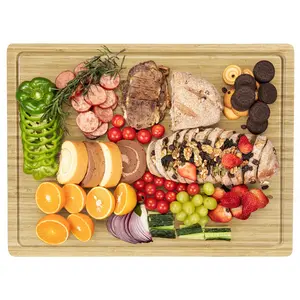 GARVEE Carbonized Bamboo Long Cutting Board - Eco-Friendly, Durable, Food Safe, Anti-Bacterial, Wooden Vegetable Chopping Board, 20"L x 15"W