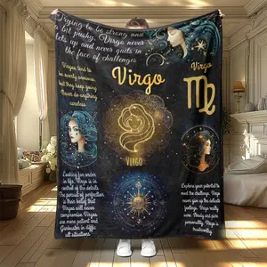 Virgo Constellation Pattern Bed Blanket, 1 Count Soft Warm Throw Blanket, Slogan Print Blanket, Air-conditioned Room Blanket, Warm Napping Blanket for Home Office Travel