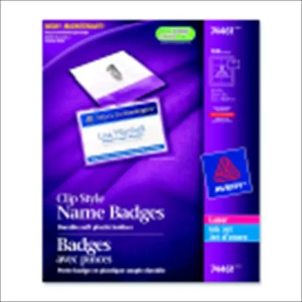 Avery 1081654 Nametag Kit For Laser Or Inkjet Printers - White, Pack 100