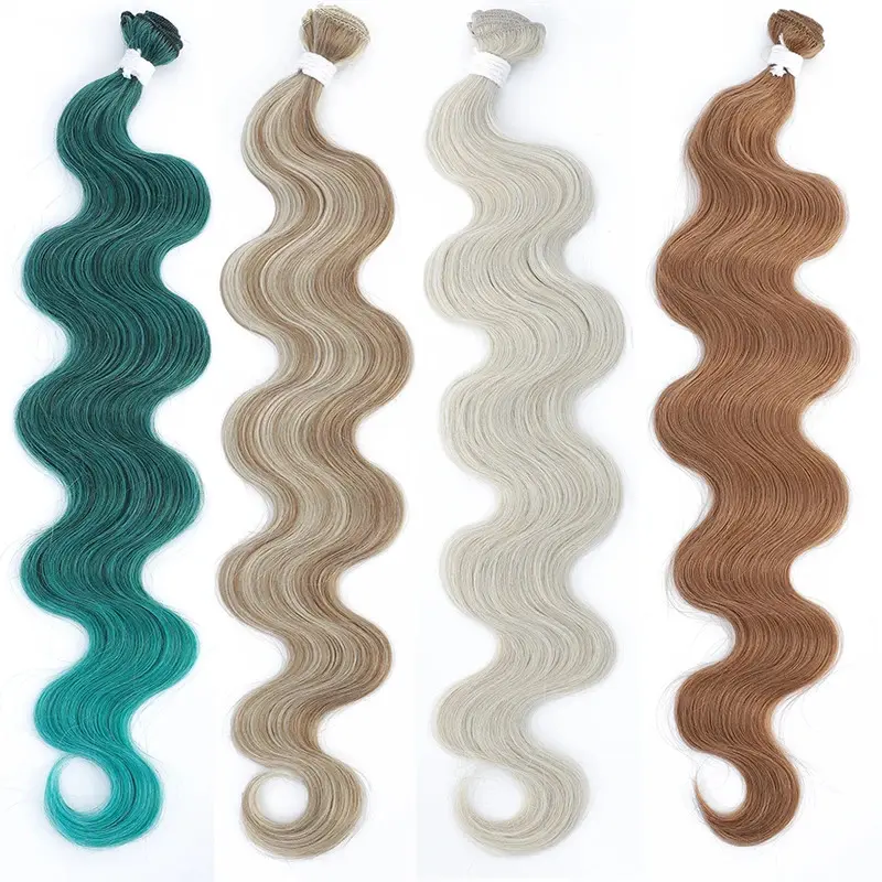 Colorful Body Wave Hair Bundles 613 Piano Blonde Natural Synthetic Hair Extensions Thick Ponytail Loose Deep Hair Weaving