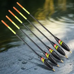5-Pack Balsa Wood Fishing Floats Set, High Sensitivity Bobbers for Night Fishing Saltwater Freshwater Offshore. Durable Multi-Size Floats Universal Tackle for Various Fishing Scenarios.