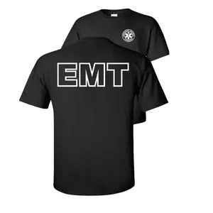 Basic EMT Uniform T-Shirt, Bold Block Letter Design on Black, Classic Graphic Tee for Emergency Responders, Gift for Paramedics or EMT Trainees