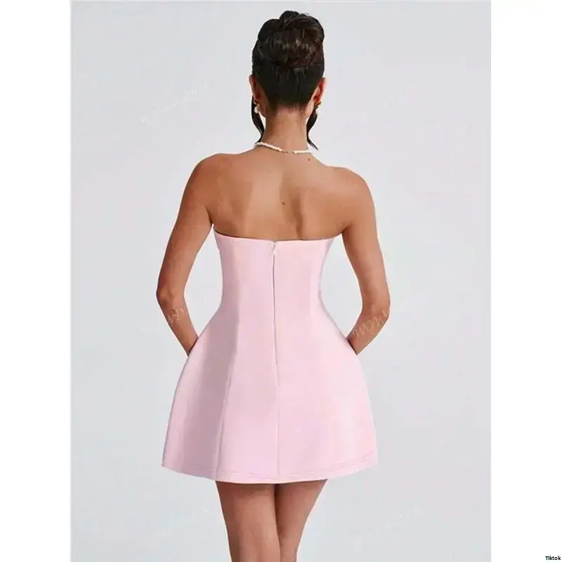 House of cbGeorgiana Strapless Stretch Cotton Fit Flare Dress - TikTok Shop