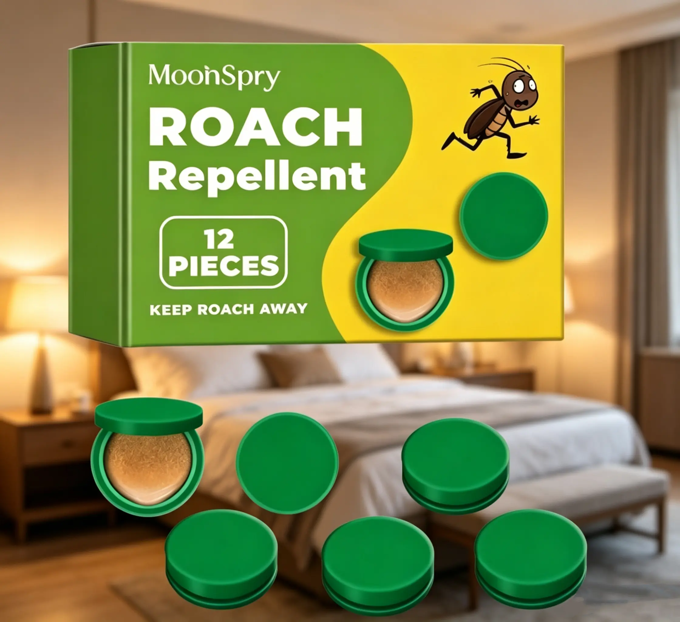 MoonSpry Cockroach Exterminator Pest Control Kit, Roach Repellent Gel Bait, Rodent Repellent Pouches and Microfiber Floor Mop, Ideal for Kitchen, Dormitory, Indoor Infestation & Outdoor Multi-Surface Application