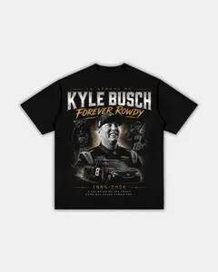 KYLE BUSCH "FOREVER ROWDY" TEE, Y2K Fashion T-Shirt, Aesthetic Graphic Tee, Casual Streetwear Look,Graphic Tee, Printed Shirt, Unisex Casual Cotton T-Shirt