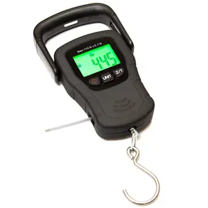 Commercial Grade Heavy Duty Digital 110lb/50kg Capacity  Scale with Backlit and Measuring Tape for Luggage Fish Fishing with Comfortable Handle and Large Hook