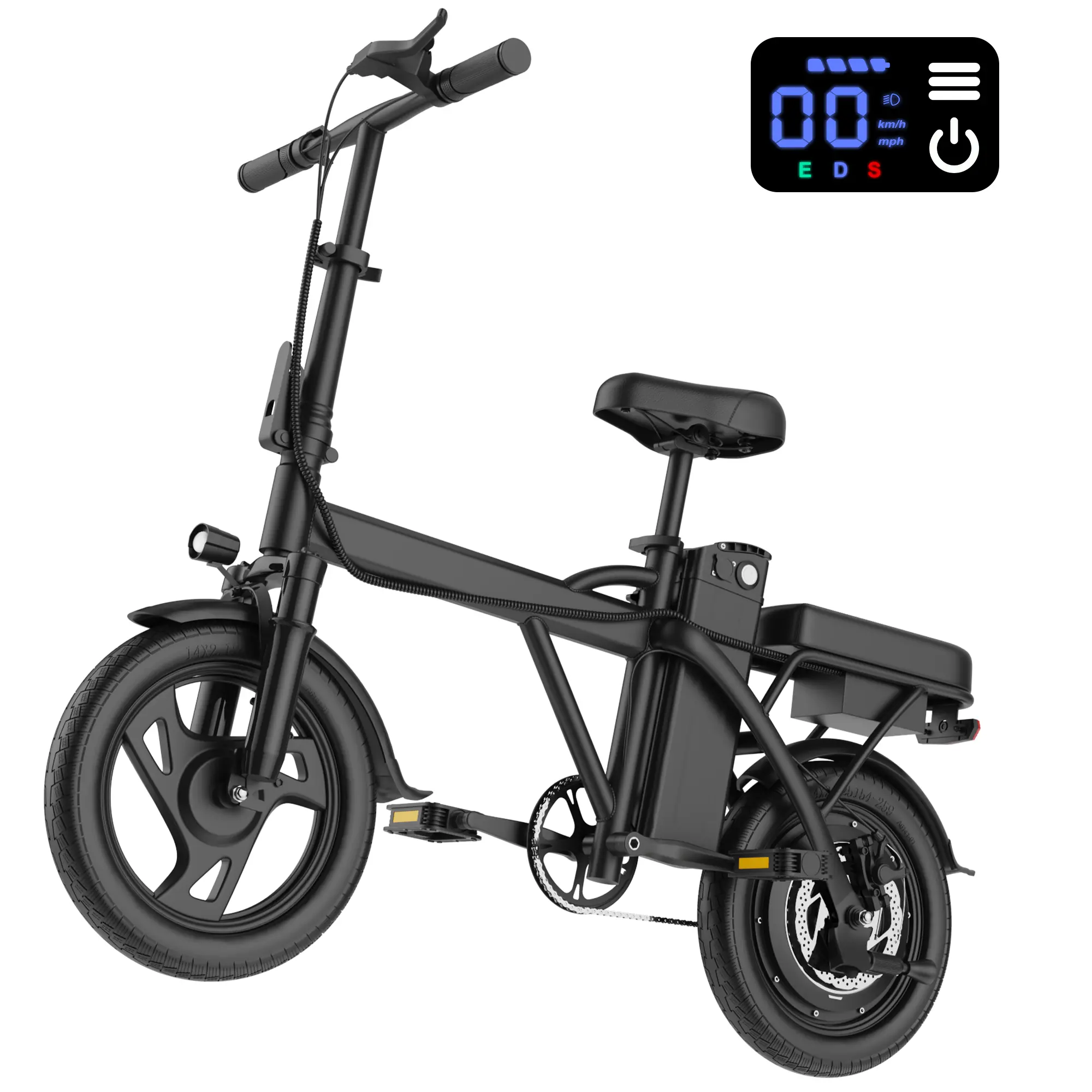 Adult Folding Commuter Electric Bike - 350W/500W Brushless Motor, 19/22 mph Top Speed, 21-40 mi Range, Removable Anti-Theft Battery, Disc Brakes, Extra Storage, Included Charger, Integrated Lights, TikTok Shop Back-to-School Special tiktokshopbacktoschool