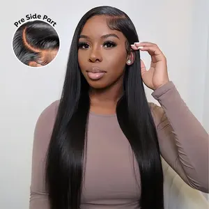 [28''=$129] Straight Human Hair Wig 6x4.5 Lace Closure Pre Lace Cut Pre Bleached Knotless Side Part Drawstring 180% Density Beginner Friendly #Summervibes