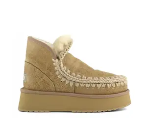 Eskimo Leather Platform Boots in Old Beige, from Mou