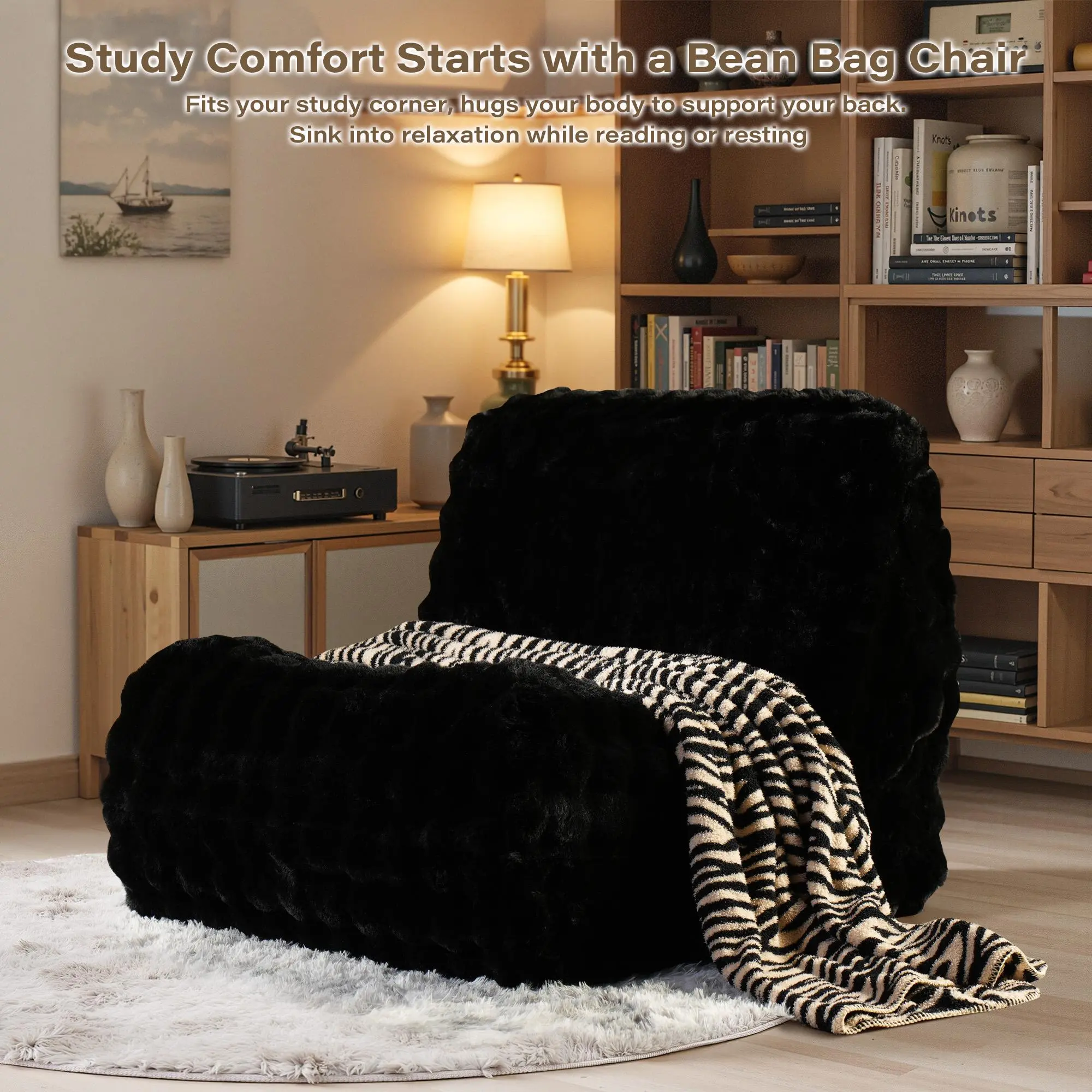 Black Fluffy Faux Fur