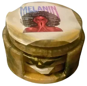Melanin Girl Magic Resin Coaster Set with Holder