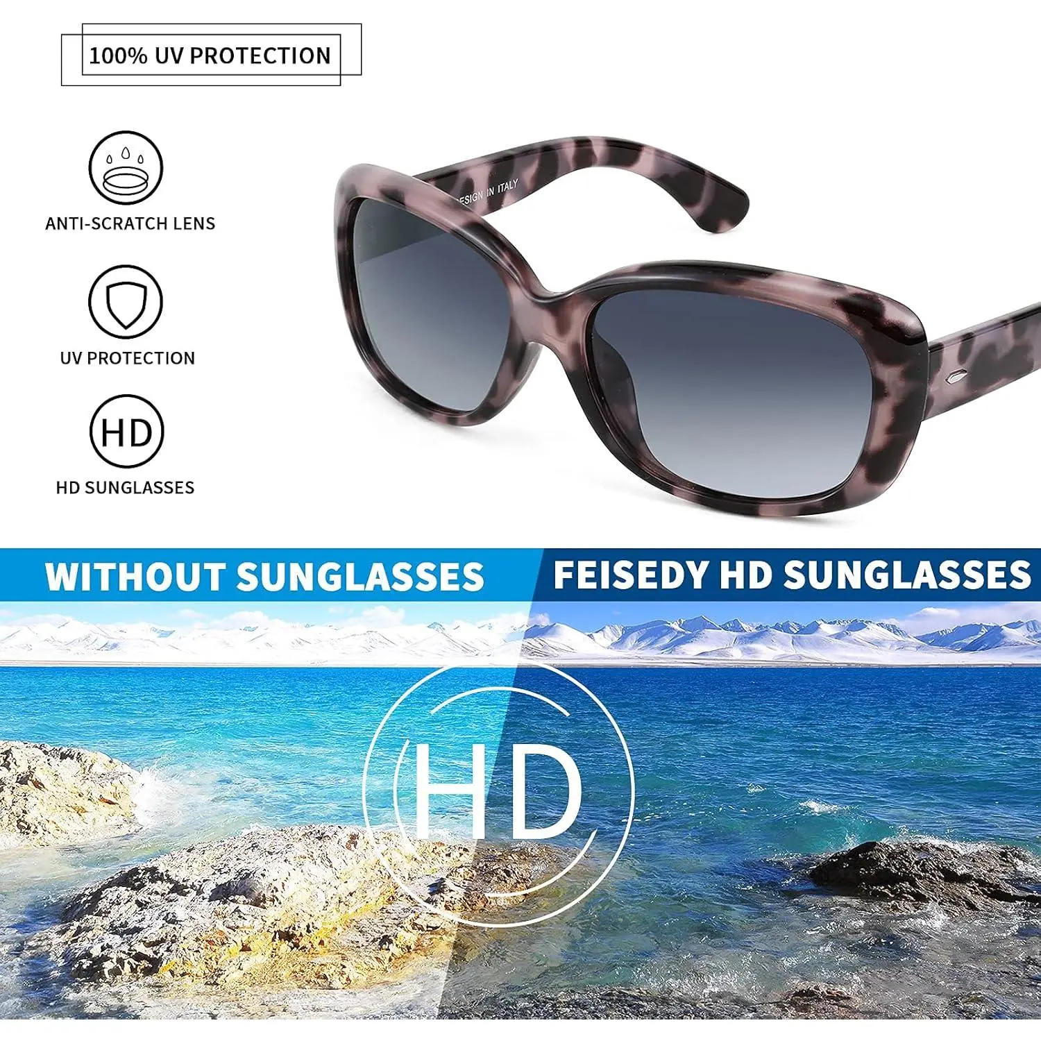EyeconicFinds Vintage Square Polarized Sunglasses for Women 