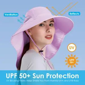 2Pack Women's Sun Protection Hats UPF 50+ Waterproof Wide Brim Bucket Hats with Neck Cover, Foldable Design for Beach, Travel, and Outdoor Activities