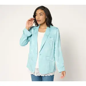 LOGO Lab by Lori Goldstein Button Front Topper Blazer