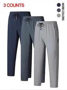 Men's Solid Color Drawstring Waist Pants, Casual Comfy Regular Fit Trousers for Summer, Men's Bottoms for Daily Wear, Pants for Men, Going Out Bottoms, Clothing, Drawstring Waist Cargo, Casual Minimalist Trousers