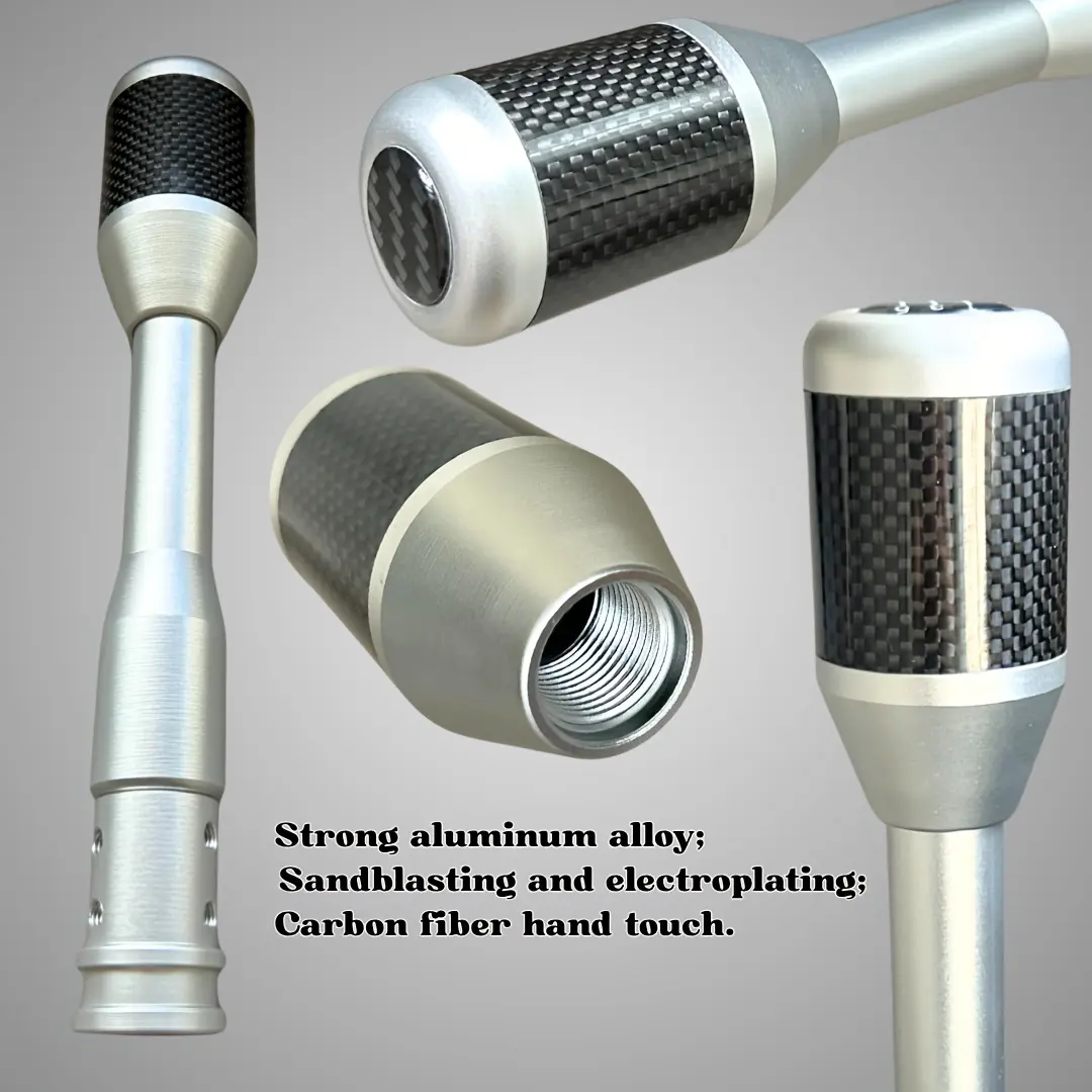 Extended Gearshift Lever compatible with thread and non-thread shift lever; Universal Gear shift knob for MT and automatic; Weighted 9.88oz shift knob 5-speed/ 6speed, automatic with extension rod; strong aluminum with carbon fiber hand touch, Manual Tra
