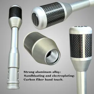 Extended Gearshift Lever compatible with thread and non-thread shift lever; Universal Gear shift knob for MT and automatic; Weighted 9.88oz shift knob 5-speed/ 6speed, automatic with extension rod; strong aluminum with carbon fiber hand touch, Manual Tra