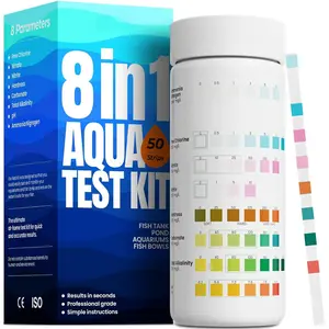 Aquarium Test Strips - 8-in-1 Aquarium Water Test Kit: Fish  Testing Kit for Freshwater & Saltwater, 50 Strips, & Accurate Ammonia, pH, Hardness, & , Lead Water Test Kit for Ponds