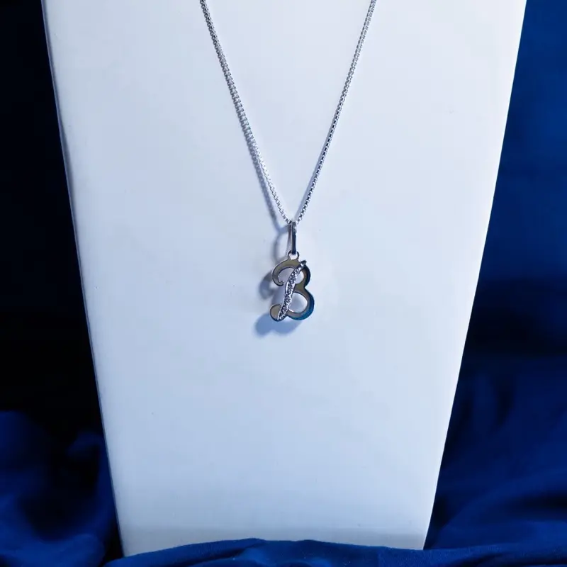 Elegant 925 Silver Letter 'B' Pendant Necklace Unisex