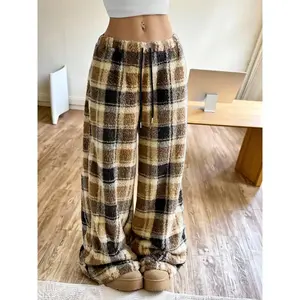 Women’s Plush Pants, Casual Comfortable Drawstring Waist, Long Regular Fit, Vintage Street Style, Versatile Fashion