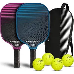Carbon Fiber Pickleball Paddles Set of 2 | Lightweight Pickleball Set with Indoor/Outdoor Balls and Bag - Durable Pickle Ball Paddle  for Men, Women & Families